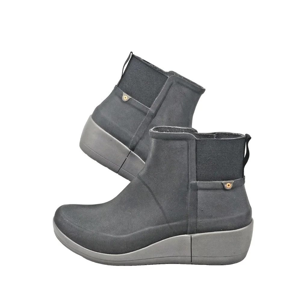 BOGS Bloom Women's Vista Wedge Waterproof Ankle Rain Boots Size 11 Black